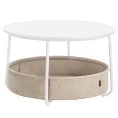 Biely konferenčný stolík VELA s úložným košom – 75 cm, elegantný dizajn Autronic