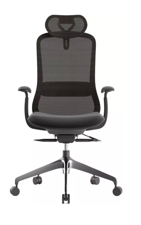 Kancelářská ergonomická židle BESSEL s podhlavníkem — síť, černý plast, nosnost 120 kg, černá MERCURY STAR