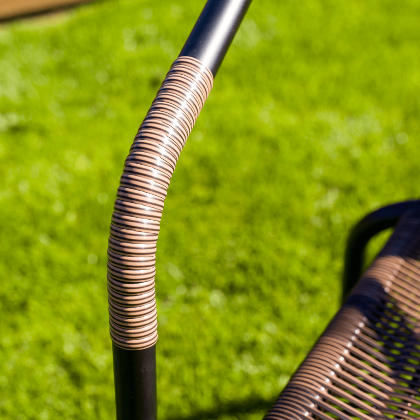 Zahradní židle DOREN — kov, umělý ratan, černá / hnědá, nosnost 150 kg Kondela