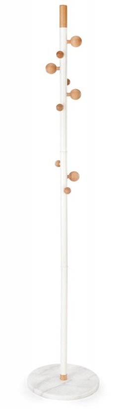 Stojanový vešiak CALERA –⁠ 183 cm, drevo/kov, biela