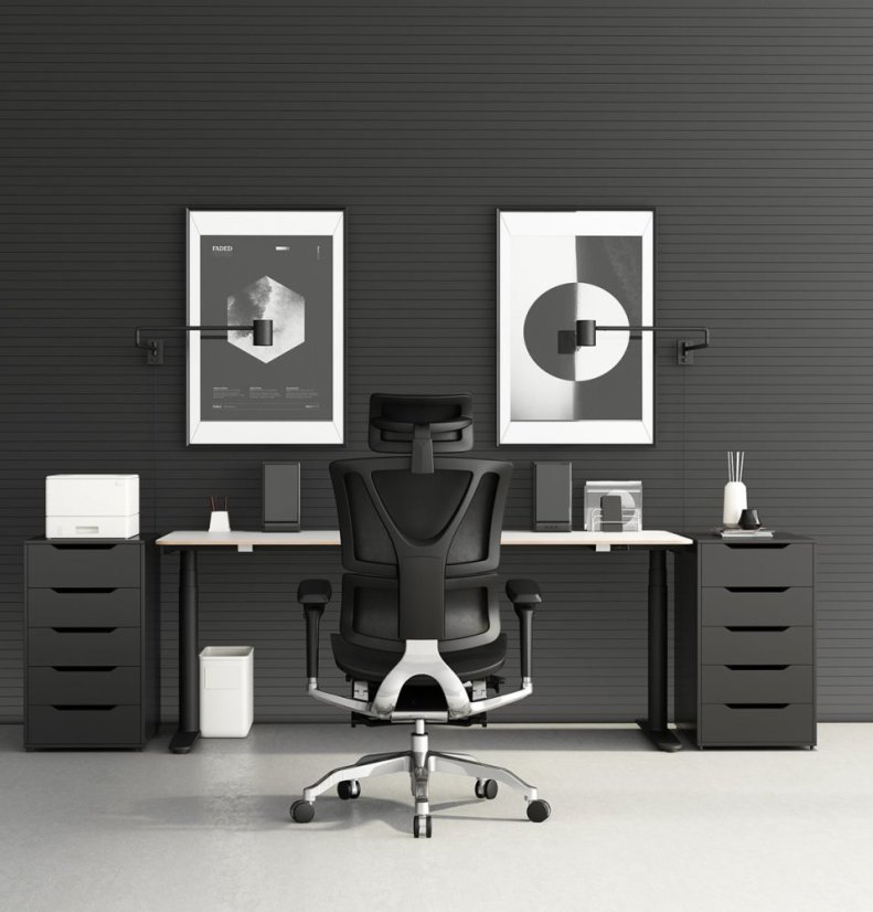 Kancelárska ergonomická stolička KORINA — čierna, nosnosť 150 kg