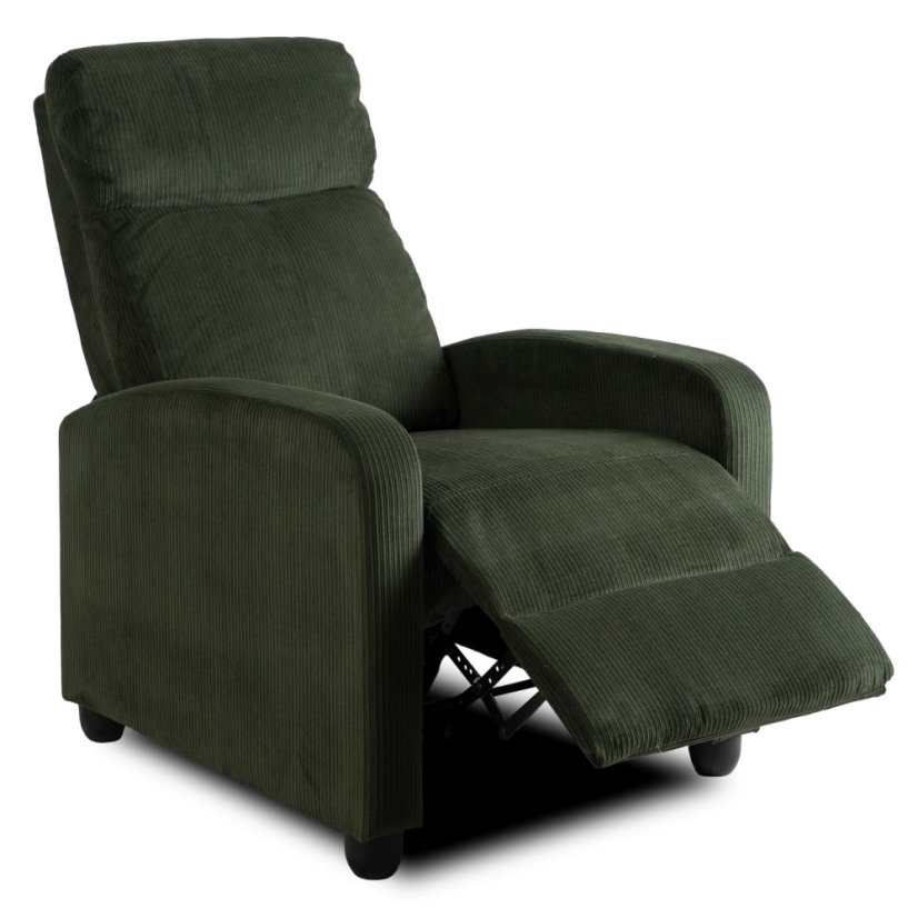 Kreslo DANNY — zelené, manšestr, polohovateľné