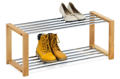 Botník EVATON s odkladacími policami - chróm, natural