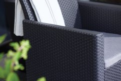 Zahradní křeslo CLAIRE 1+1 — umělý ratan, grafit / šedá