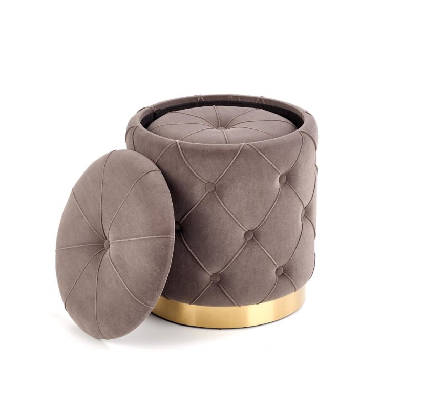 Set taburetov POLLY s úložným priestorom – zamat, kov, viac farieb - POLLY: Sivý