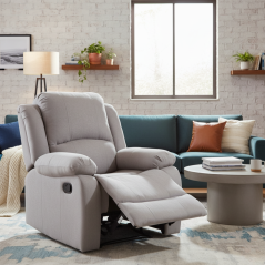 Relaxačné polohovacie kreslo ASKOY NEW v sivej látke Kondela