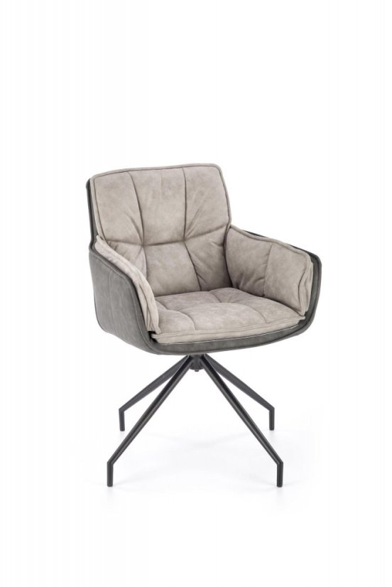 Jedálenské kreslo FIORA — oceľ, ekokoža, látka, sivá