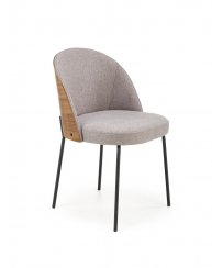 Jedálenská stolička LAGUNA –⁠ drevo/látka, sivá, orech