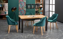 Jídelní rozkládací stůl TIAGO – 140x80x76 (+80) dřevo, dub/černá Halmar