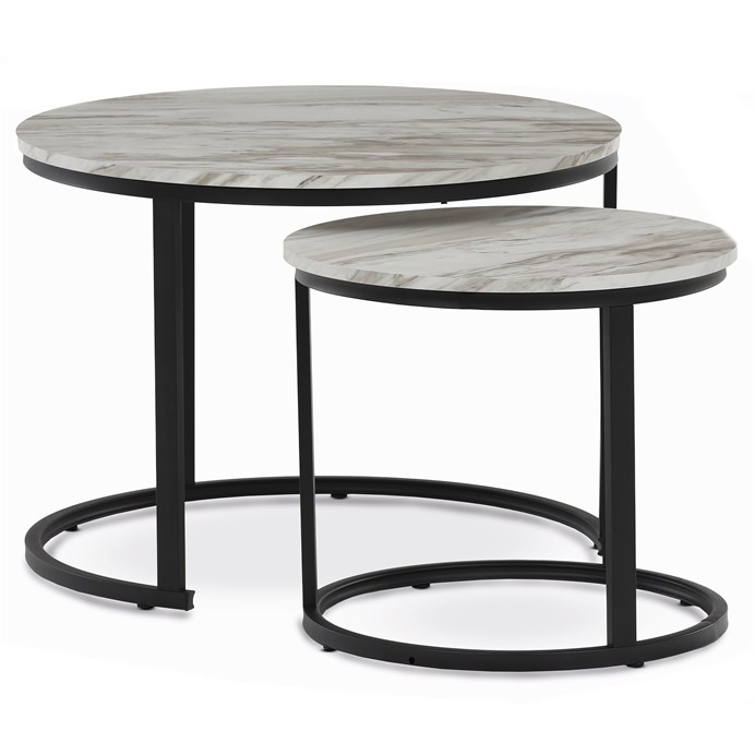 Set 2 moderních konferenčních stolků OREO 3 - s mramorovým dekorem a kovovou podnoží Autronic