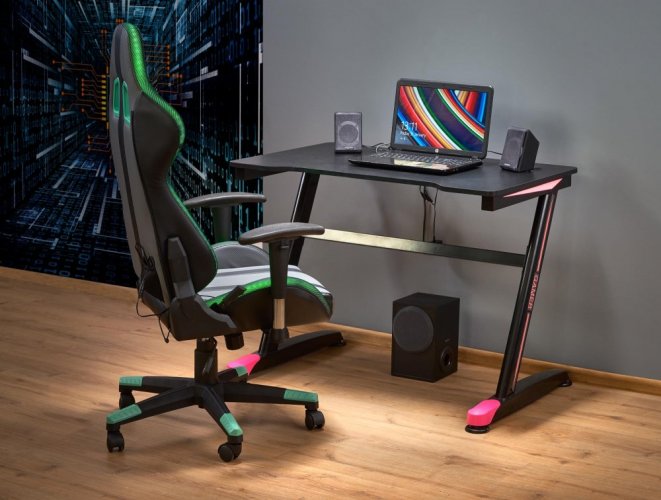 Herní židle FACTOR – ekokůže, látka, LED osvětlení