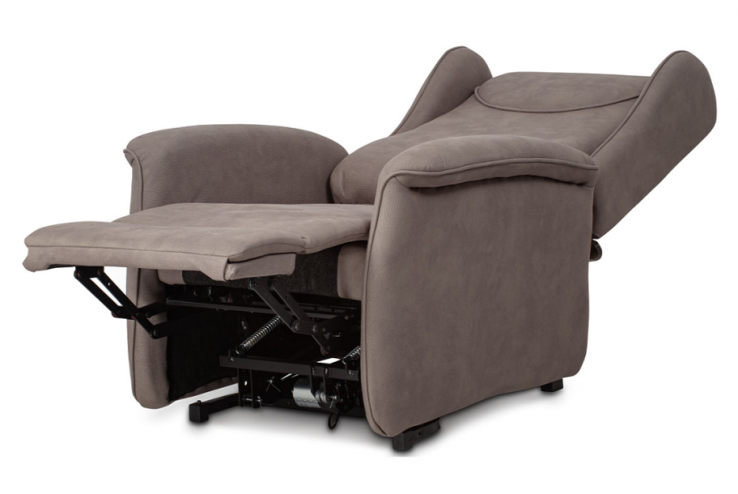 TV křeslo ušák MARLON s elektrickým polohováním — hnědá látka, 2 motory, nosnost 140 kg Autronic