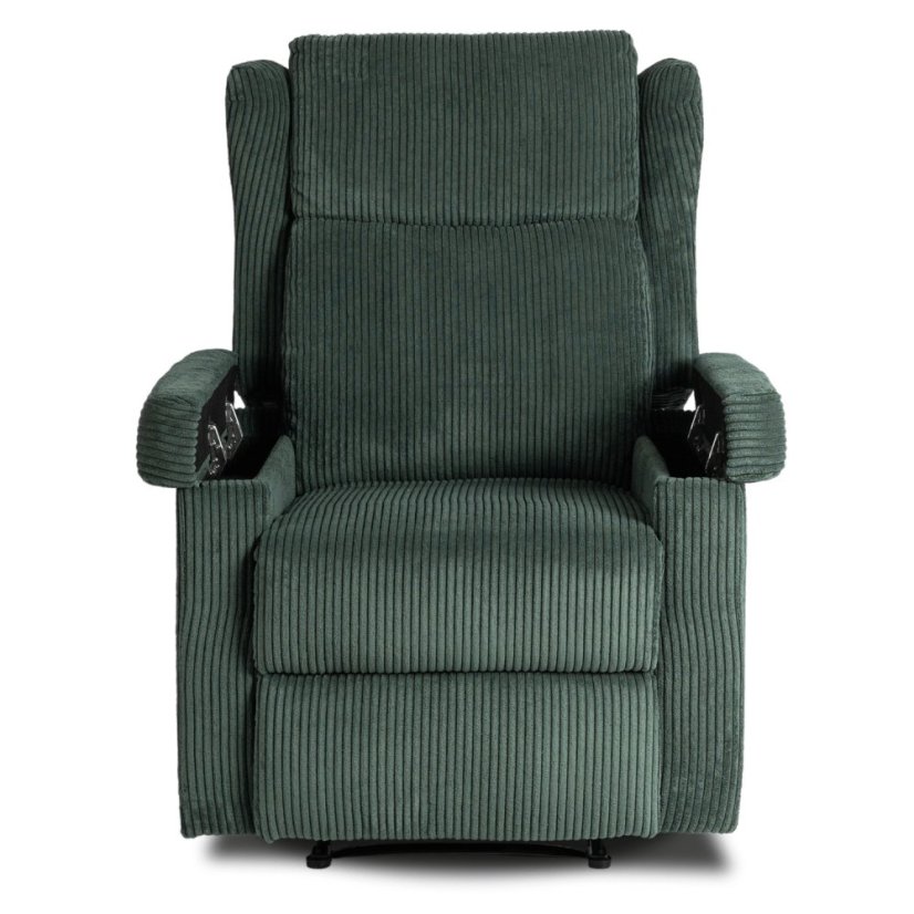 Masážne kreslo SEBASTIAN zo zeleného menčestru pre relax a komfort