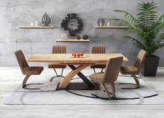 Jídelní rozkládací stůl SANDOR 3 –? 160x90x75 (+60), MDF dub, černý Halmar