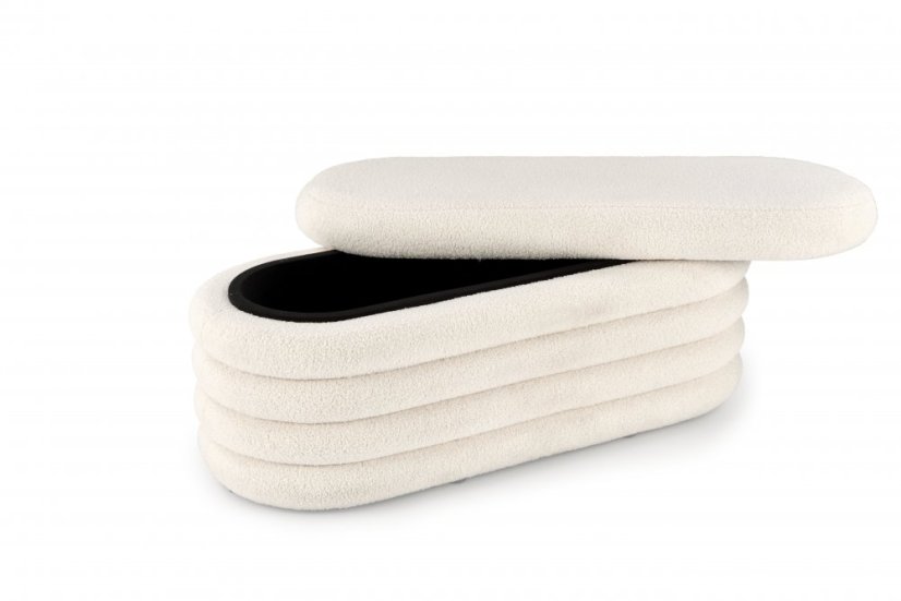 Taburet BLISS s úložným priestorom — látka, krémová