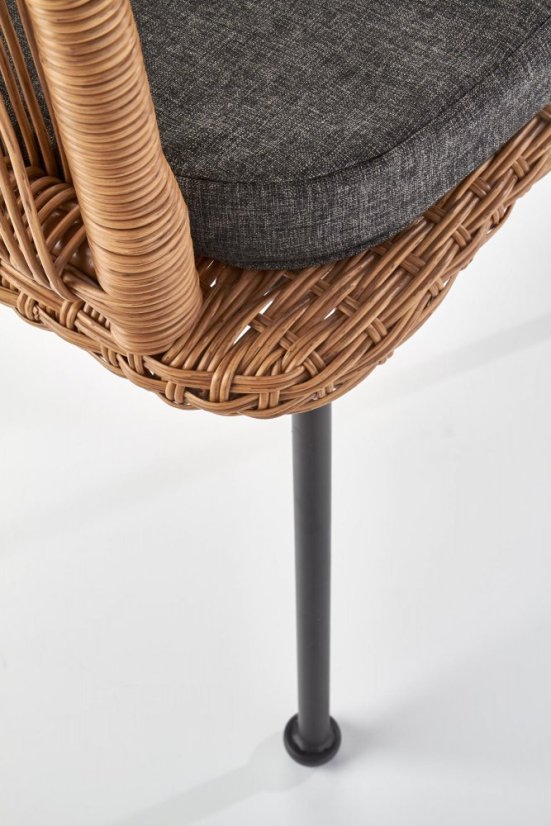 Křeslo STERN – umělý ratan, kov, látka šedá Halmar