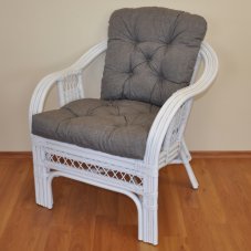 Zahradní křeslo SAULO — ratan, látka, bílá / více barev