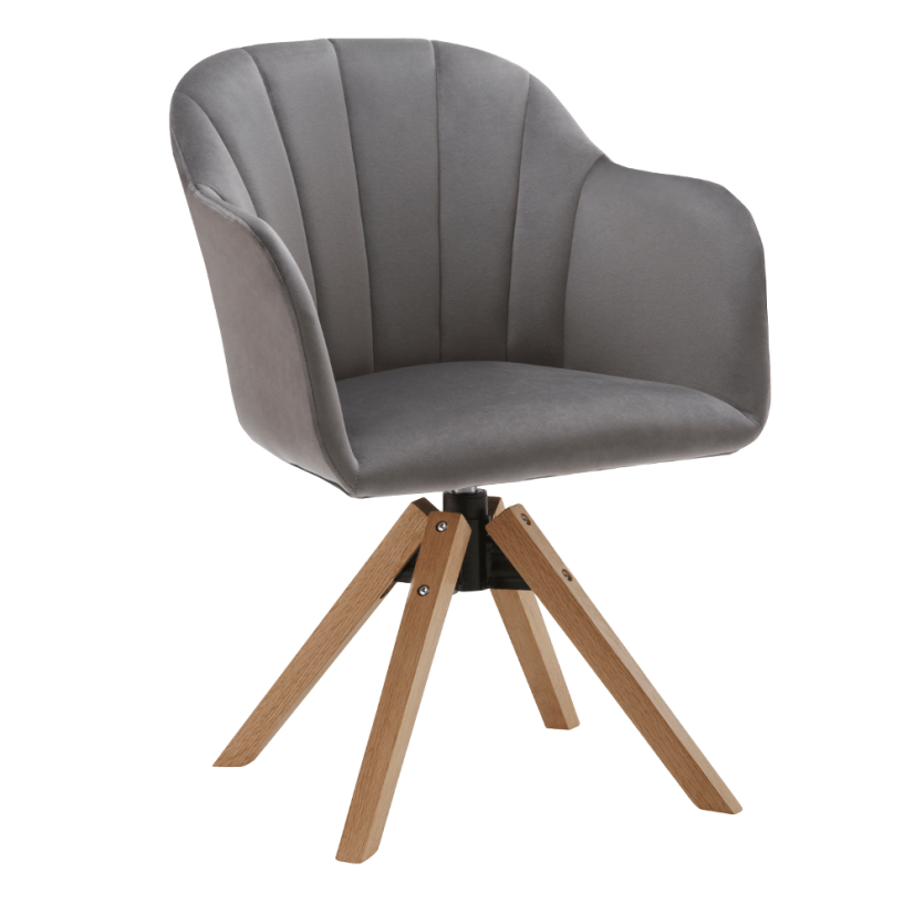 Otočné jedálenské kresielko DALIO – látka, masív, viac farieb - Čalúnenie DALIO: béžová / buk