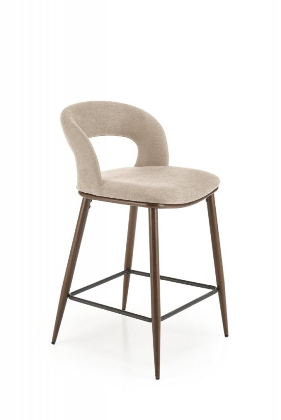 Barová stolička LINUS — oceľ, látka, béžová