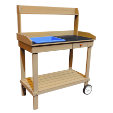 Zahradní pracovní stolek BARDY — dřevo, hnědá Kondela