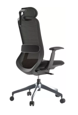 Kancelářská ergonomická židle BESSEL s podhlavníkem — síť, černý plast, nosnost 120 kg, černá MERCURY STAR