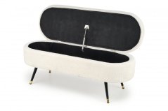 Taburet AVEIRO s úložným priestorom — oceľ, látka, béžová