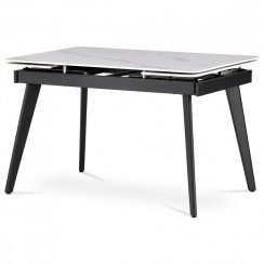 Jídelní stůl BLITZ — 120x80x76 cm (rozklad + 60 cm), keramická deska bílý mramor