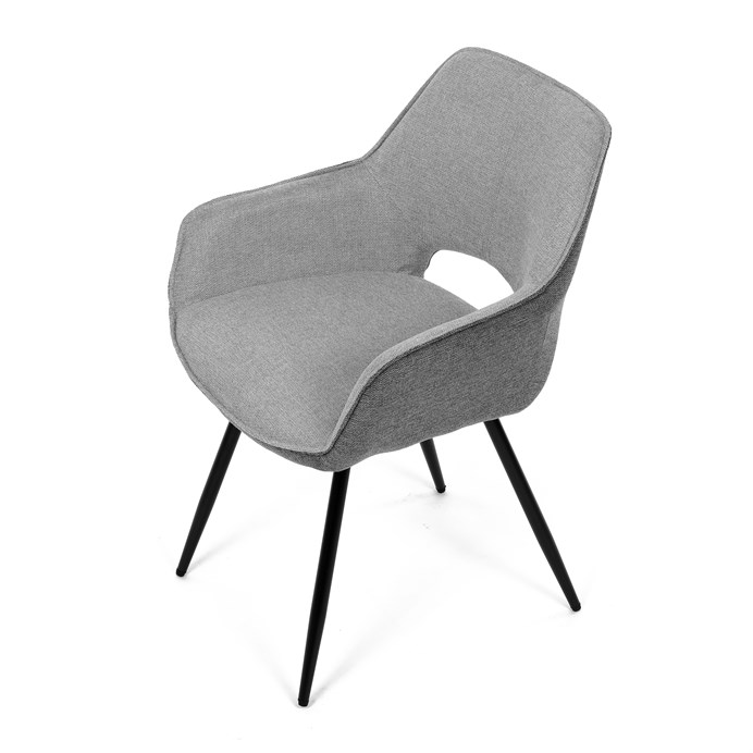 Jedálenská stolička BONY - strieborno-sivá látka, čierny kov