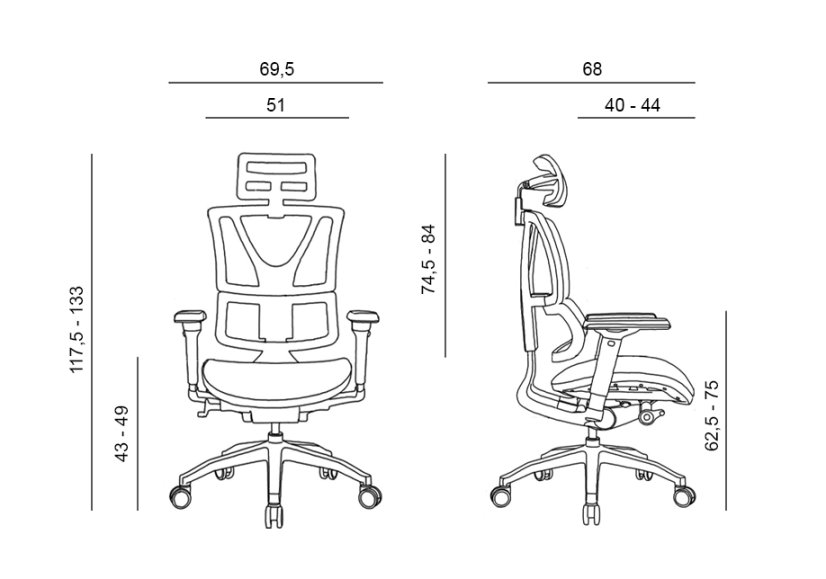 Kancelářská ergonomická židle KORINA — síť, černá, nosnost 150 kg Antares