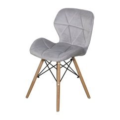 Jedálenská stolička AMBI - masív buk/kov, zamat, sivá