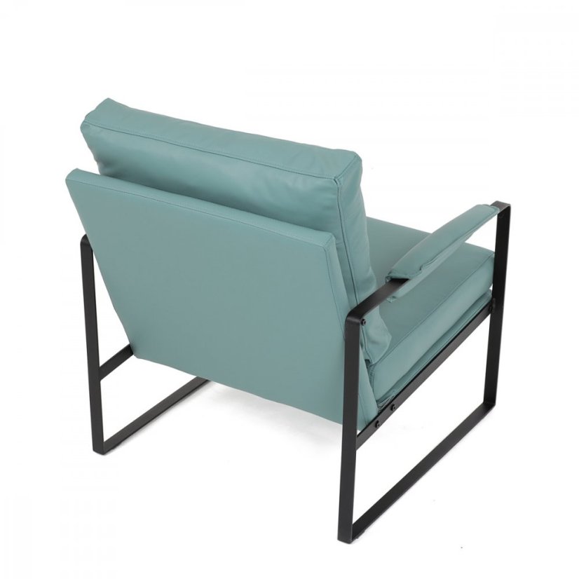 Dizajnové kreslo TUVIN — kov, ekokoža, modrá