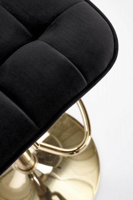 Barová stolička DREY II - kov, látka, zlatá / čierna