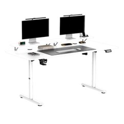 ULTRADESK HIGHLANDER XXL Biely pracovný stôl s elektrickým nastavením