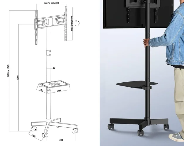 Televizní stojan Fiber Mounts LOW49 — černý