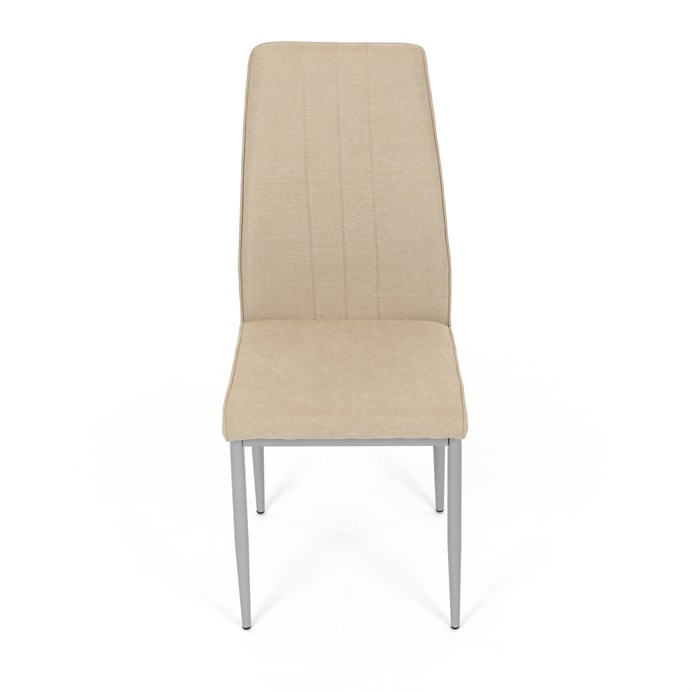Moderná jedálenská stolička LENA z béžovej látky so sivými kovovými nohami Autronic