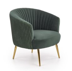 Designové křeslo CROWN — kov, látka, zelená Halmar