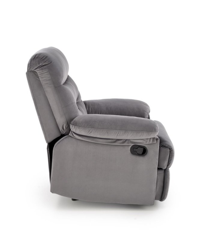 Relaxačné polohovacie kreslo DRAGER - zamatová látka, sivá