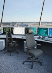 Ergonomická záťažová stolička BOSTON 24/7 — látka, čierna, nosnosť 200 kg