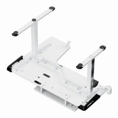 Herní stůl ULTRADESK WINGER – 111x155x60 cm, elektricky nastavitelná výška, RGB podsvícení, bílá