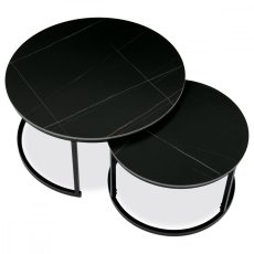 Set konferenčních stolků BISTAN — kov, keramika, černá