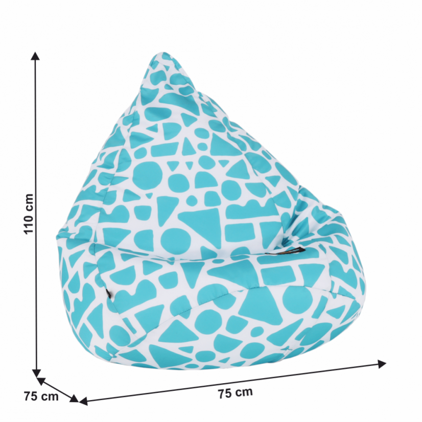 Sedací vak TELDIN —75x75x110, látka, tyrkysová / biela