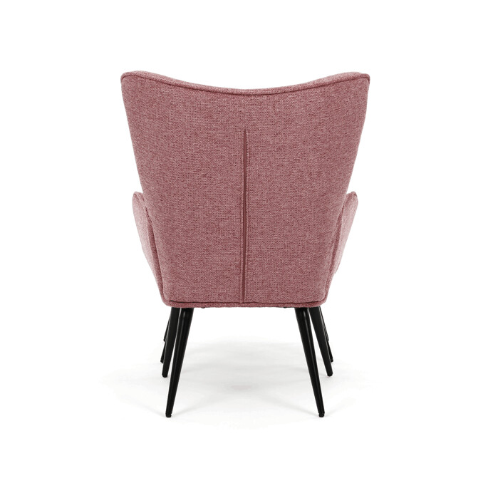 Luxusní relaxační křeslo NUVOLA s taburetem –  vodoodpudivá, sametová, růžová látka Autronic