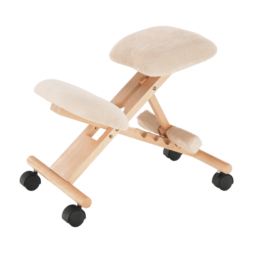 Ergonomická kľakačka GROCO – krémová látka, drevo buk