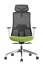 Ergonomická kancelárska stolička WISDOM s opierkou hlavy — sieťovina, sivý plast, nosnosť 120 kg, zelená Mercury star