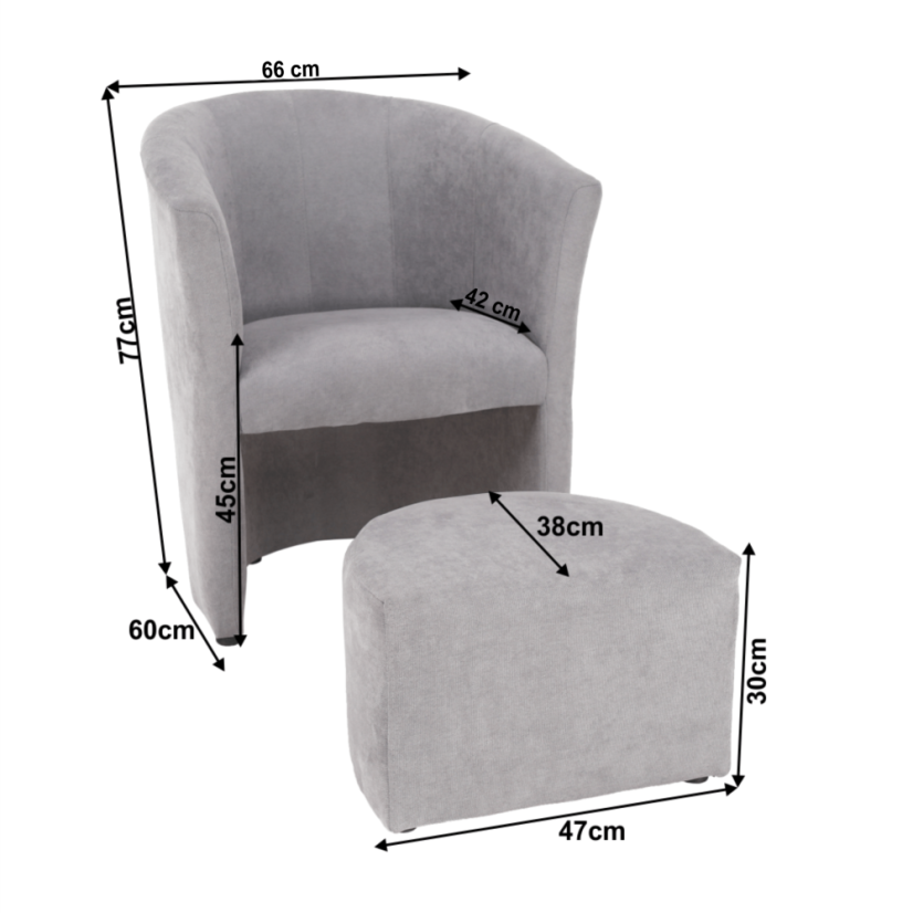 Relaxační křeslo ROSE s taburetem — látka/více barev Hopax