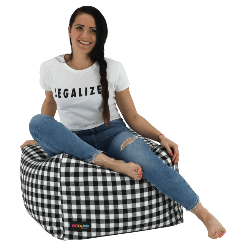 Sedacia vrece KRETON — 60×60×40, čierna / biela