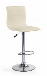 Barová židle TYWIN – krémová ekokůže, chromová podnož