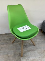 Jídelní židle K201 – masiv / plast / ekokůže, zelená (vzorek z prodejny)