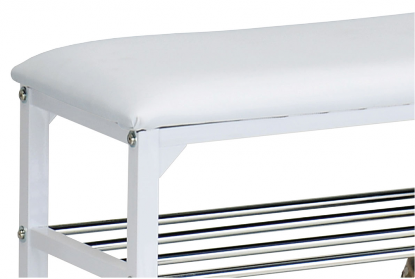 Botník KOBUK s odkladacími policami - kov, koženka, biela