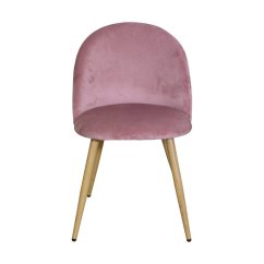 Jedálenská stolička LAMBDA — kov, zamatový poťah, ružová